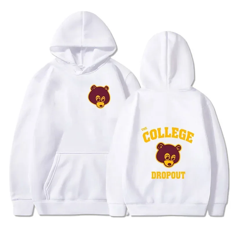 The Most Famous Kanye West College Dropout Pattern Pure Cotton Hoodie Womens Hip-hop Rap Retro Sportswear Mens Casual Hoodie