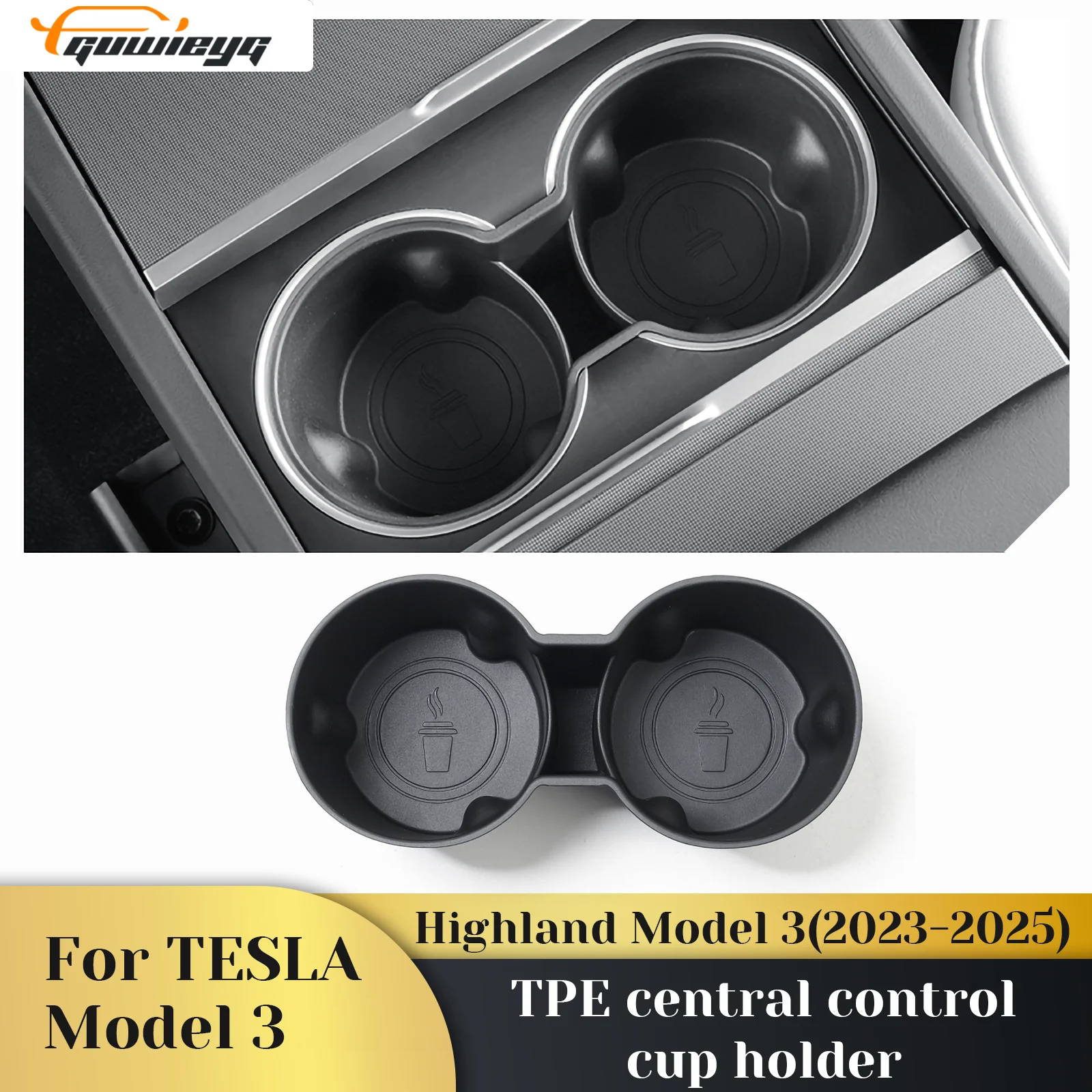 

Compatible Tesla Model3 Highland Cup Holder Insert - 2023-25 Refresh TPE Black