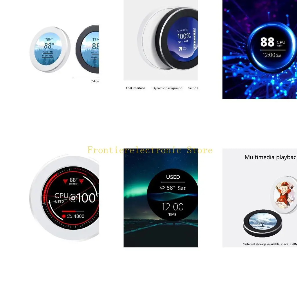 G8DB USB Water Cooler Screen- 2.1Inch Round Water-cooled 480x480 Secondary Display