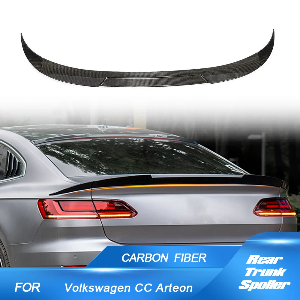 For Volkswagen VW Arteon CC Hatchback 2019UP Real Carbon Fiber Rear Boot Lid Highkick Wing Lip Car Rear Trunk Raing Spoiler