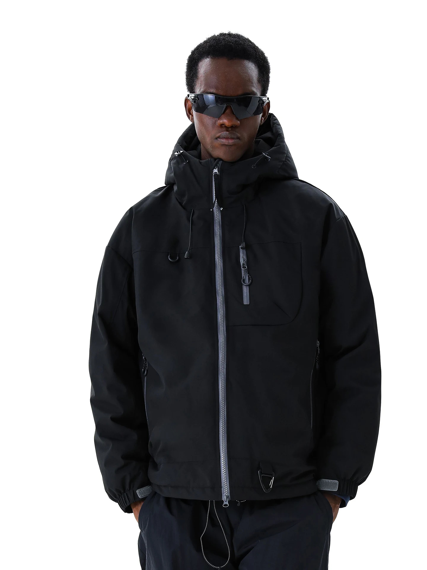 

MMOPTOP Winter Anti-Wind Hooded down Jaet Men's Casual Loose Skiing Clothes Warm Polyester Fiber Du down Thiened Coat