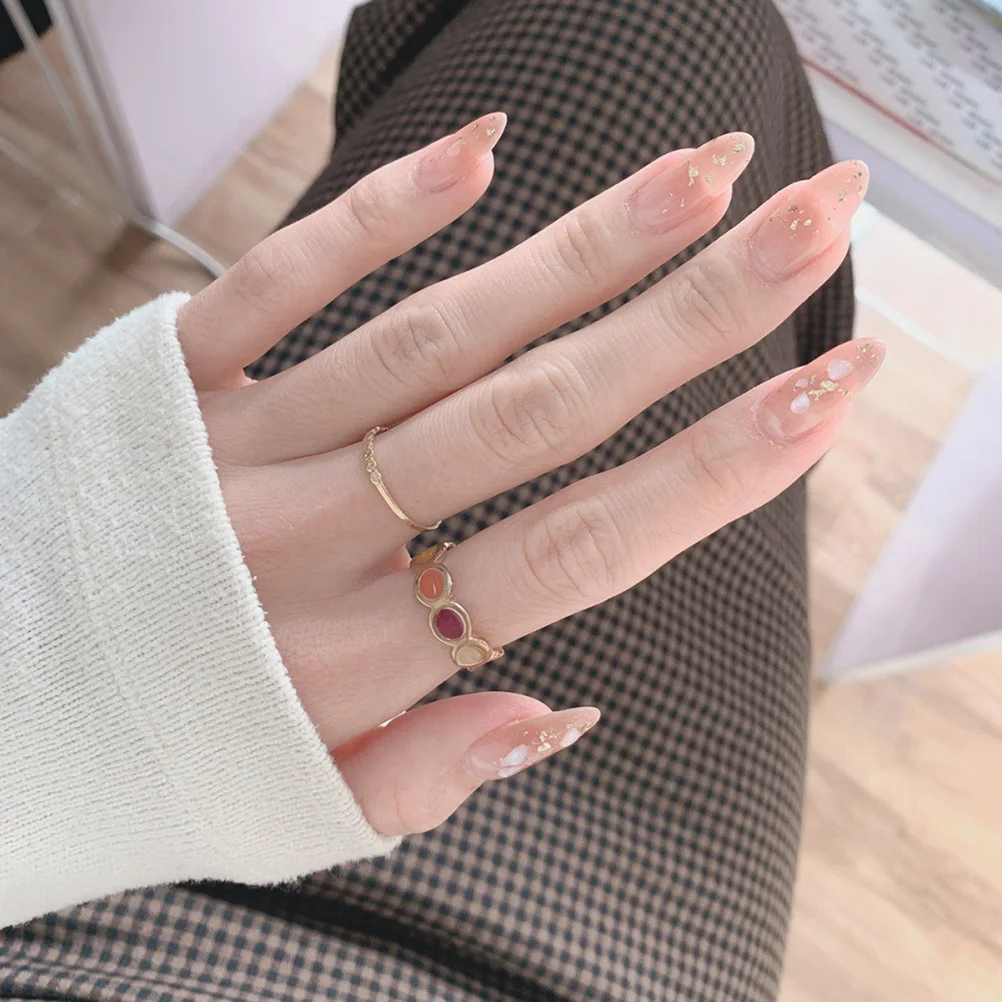 

Shell Fake Nails Pink Tip False with Glue Tips for Women Artificial Fingernails Finished Product