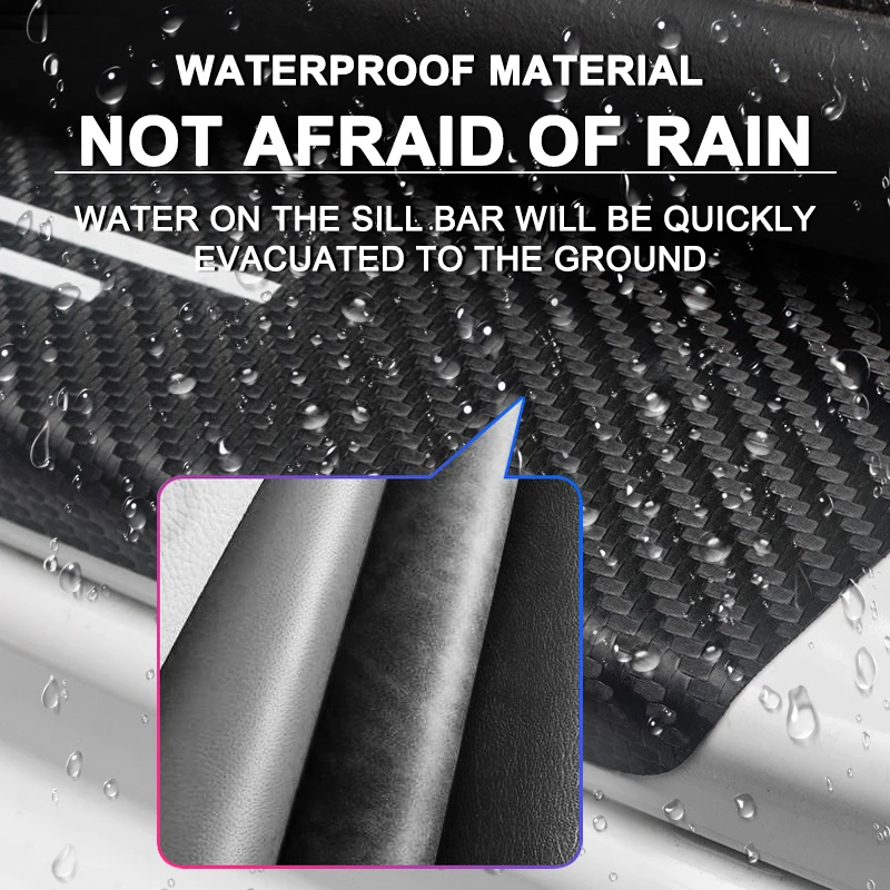 سيارة ألياف الكربون عتبة الباب حماية ملصق 4 قطعة اكسسوارات السيارات لفورد فوكس مونديو كوغا فييستا مرافقة اكسبلورر حافة MK4 #5