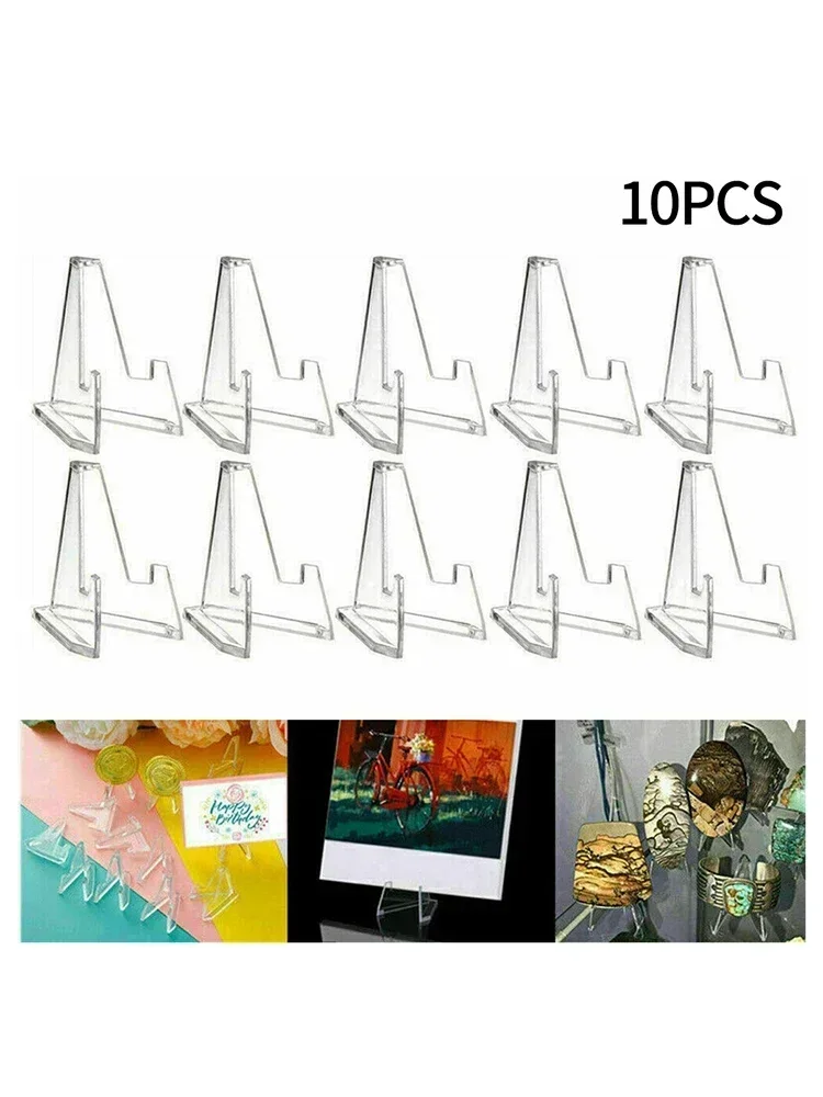 10pcs Acrylic Commemorative Coin Display Stand Transparent Triangle Card Display Rack Home Decoration Accessories And Parts