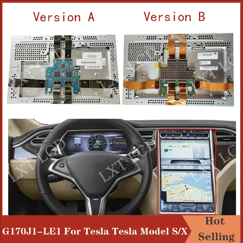 Original 17 inch G170J1-LE1 LCD With Touch Screen black/yellow touch cables For Tesla Model S/X 12-17 Navigation Screen