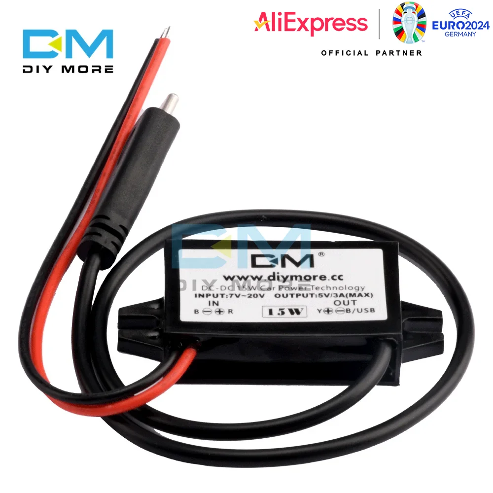 DC-DC 12V a 5V 3A 15W Conversor de energia para carro Micro Mini USB Step Down Tensão Adaptador de saída de fonte de alimentação com proteção reversa