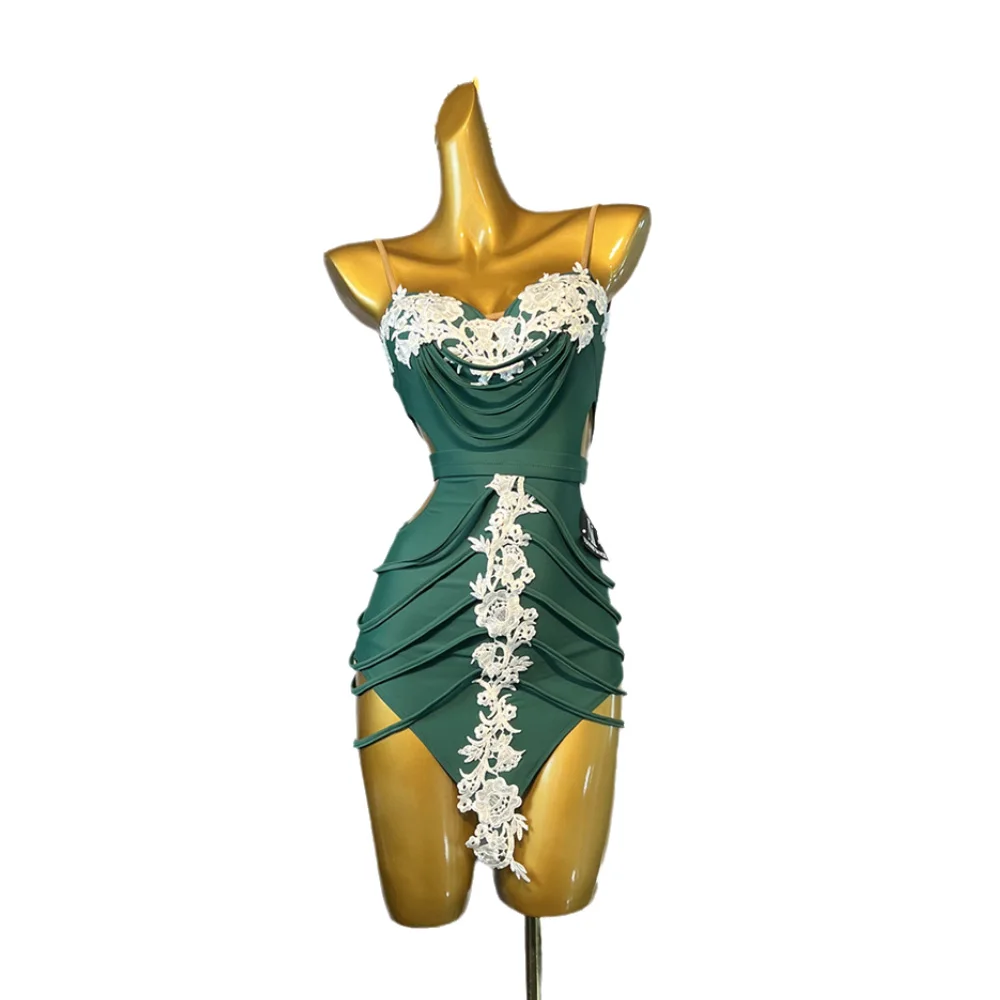 Abito da ballo latino per bambini adulti Abito professionale da donna di fascia alta personalizzato con colletto bianco e bretelle