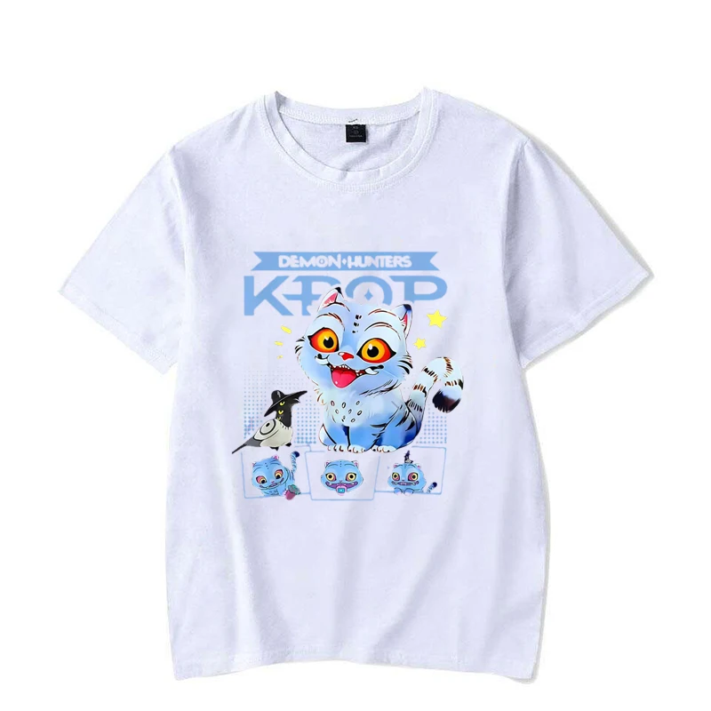 حار Kpop شيطان هنتر تي شيرت صيف جديد لطيف النمر طباعة تنفس تي شيرت الرجال والنساء الجولة الرقبة بلايز لينة عادية