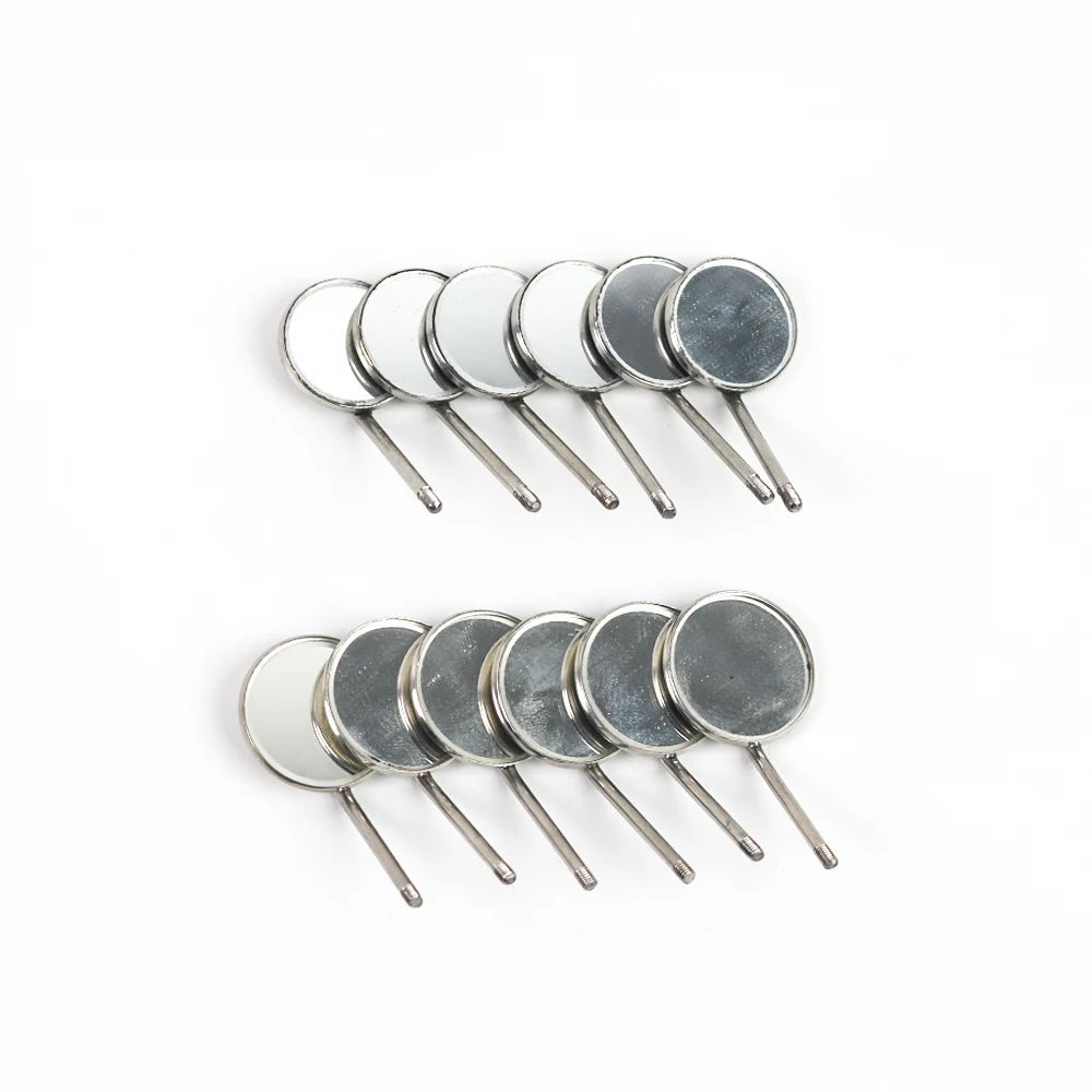 50pcs Dental Mouth Mirror Dental Stainless Steel Inspection Front Surface Mouth Mirror Head For Dental Orthodontics