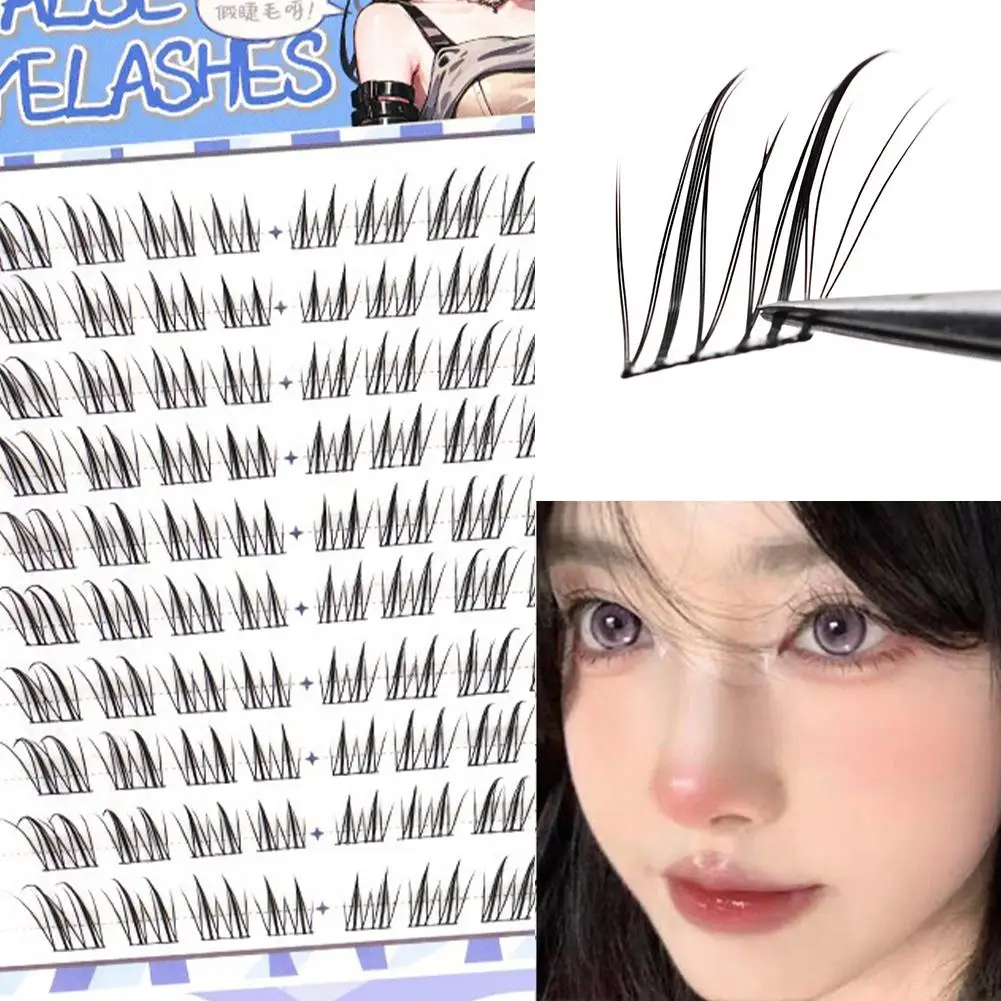 Faux cils segmentés en Jade de Style renard, Simulation naturelle, faux cils inclinés, Style bande dessinée volante, Mascara artificiel