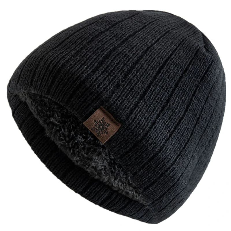 Unisex Snow Labal Czapki zimowe Jednokolorowe czapki z dzianiny dla mężczyzn Kobiety Czapka Beanie Outdoor Pluszowa podszewka z futra Ciepłe czapki