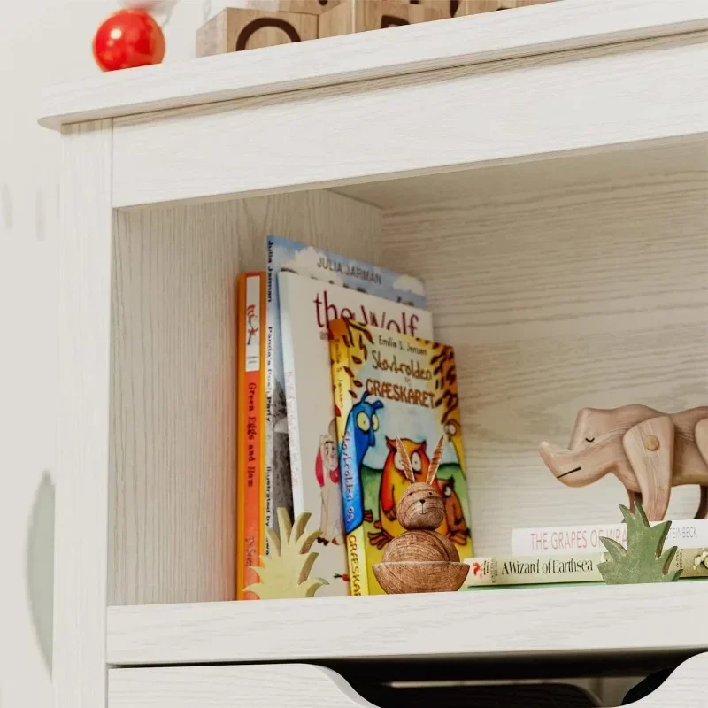 For Toy Storage Organizer for Boys and Girls with Drawers, Floor Toy Box with Wheels and Open Shelf, Storage Chest for Nursery