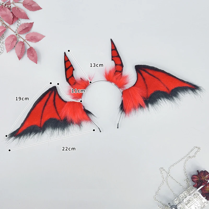 1pc Copricapo per orecchie da pipistrello a tema scuro Halloween Cos Puntelli Pipistrello Peluche Fascia per personaggi di Halloween Accessorio per feste