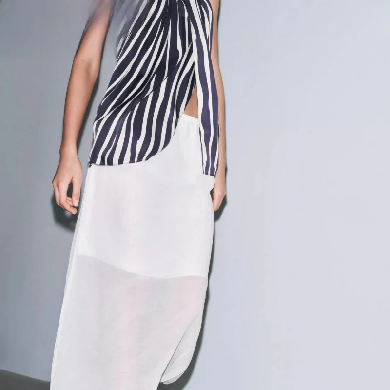 

New Arrival Summer 2025 Women's Midi Skirt High Waist Flared Hem Elastic f Transparent Commute Sle Stand Fit Bodycon