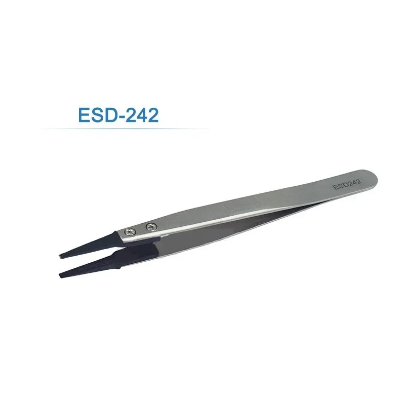 1-5 Stück Uhrzeiger-Montagepinzetten mit geradem und gebogenem Griff, antistatische Edelstahl-Kunststoffpinzetten ESD-259 ESD-259A ESD-7A