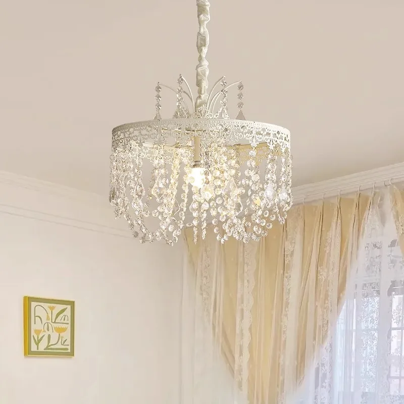 

Light luxury bedroom pendant light French dressing room princess room American crystal living room dining room pendant light