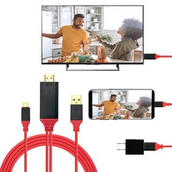 USBケーブルタイプCからHDMI,ビデオケーブル,アダプター2m,コンバーター,ウルトラHD,3.1 p,4k,mhl,電話,hdtv用