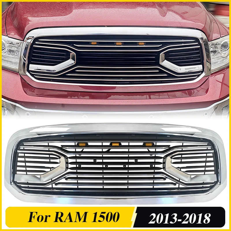 

Grill With LED Lights Front Bumper Grille Auto Parts Accessories Decoration Fits For 2013-2018 Dodge Ram 1500 Grill