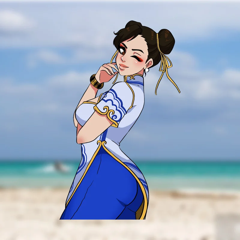

EARLFAMILY Fighter Chun Li индивидуальные автомобильные наклейки виниловые окклюзионные наклейки с царапинами водостойкий бампер авто наклейки украшения