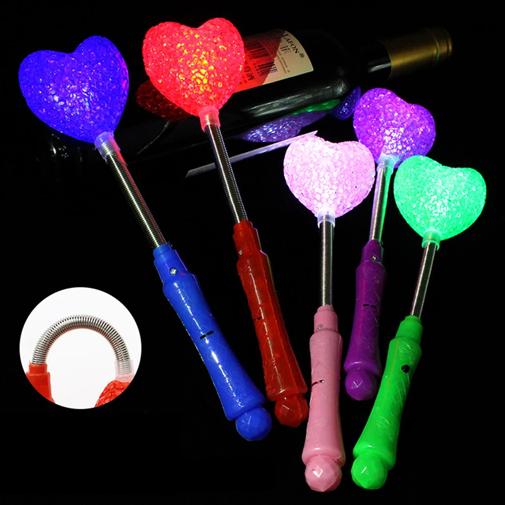 

12 Pcs Light Stick Glow Sticks Flash Shining Beautiful Heart-shaped for Concert Party