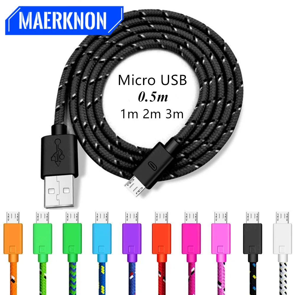 

Olnylo 0.5/1m/2m/3m Braided Micro USB Cable Data Sync USB Charger Cable For Samsung S7 HTC LG Huawei Xiaomi Android Phone Cables