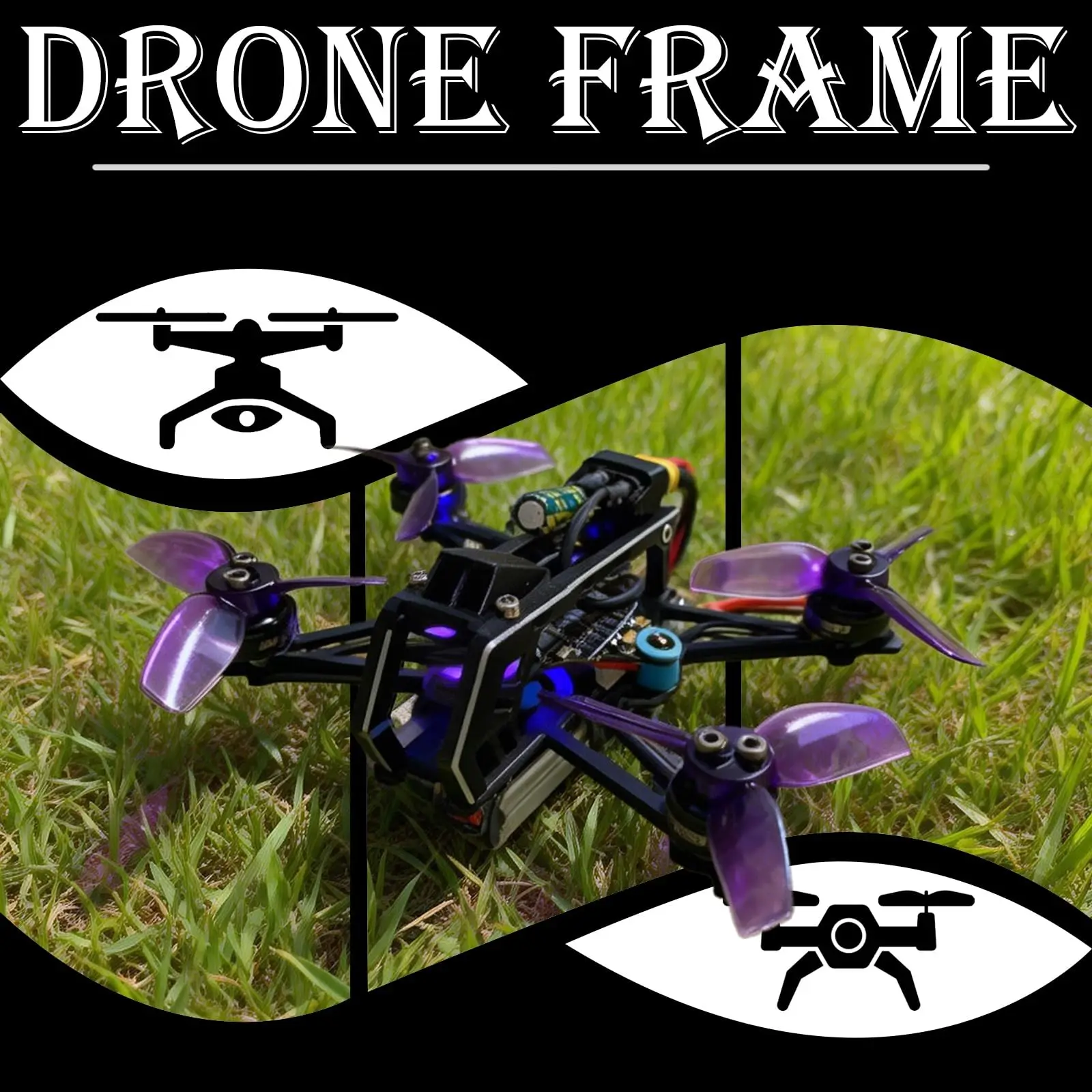 

2-дюймовый комплект рамы для гоночного дрона FPV, сверхлегкая рама для зубочисток из углеродного волокна 3K, высокоскоростной плавник для дрона для полета в помещении/на открытом воздухе