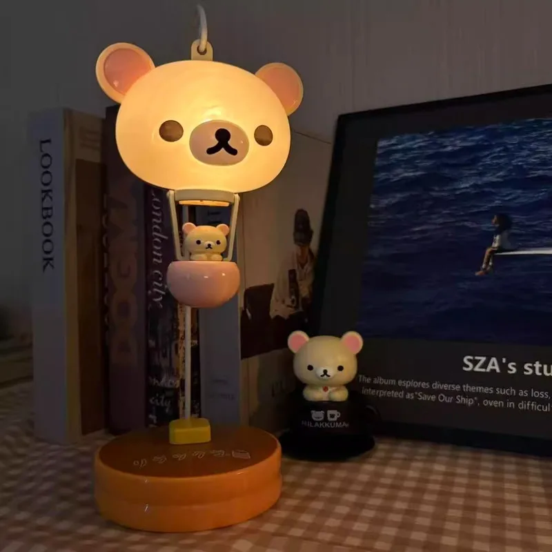 Kawaii Retro Rilakkuma Night Light Japanese Style Warm Glow Ambient Small Desk Lamp, Cozy Atmosphere Table Decor For Bedroom