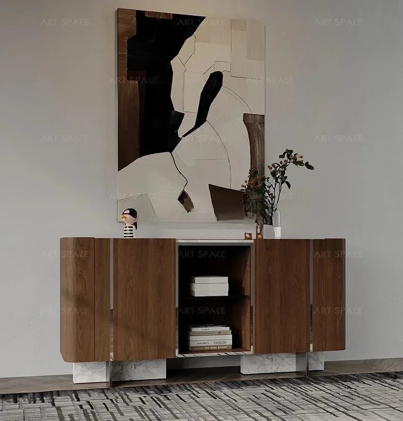 

Итальянский светлый роскошный мраморный обеденный боковой шкаф, современный минималистичный шкафчик для вина