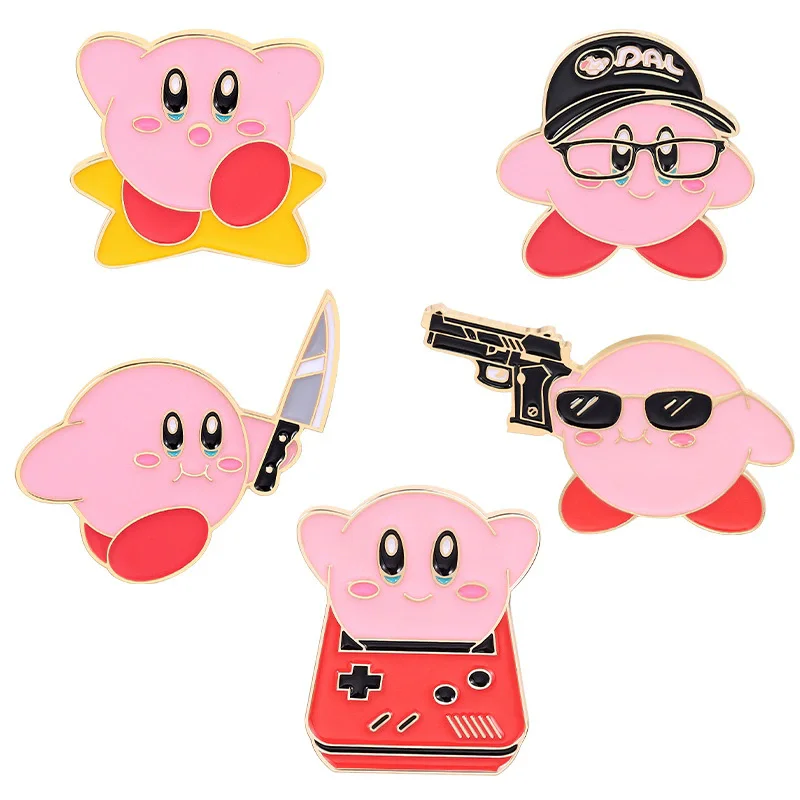 Juego divertido Kirby, alfileres esmaltados, broche mágico de Metal de Anime, mochila, sombrero, bolso, Collar, insignias de solapa, colección de joyería de moda para hombres y mujeres