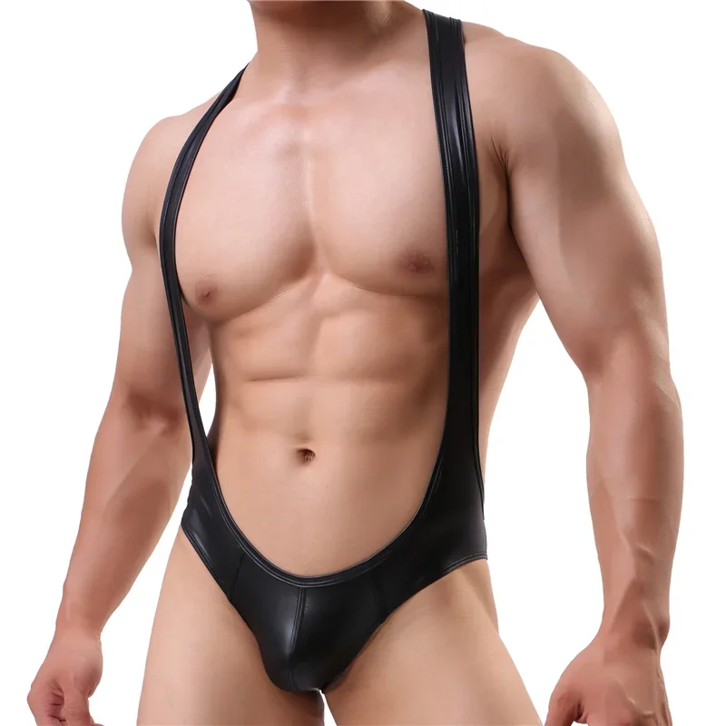 

Мужское боди из искусственной кожи, формирователь, сексуальное корректирующее белье, костюм для похудения, мужское боди, борцовская майка, клубное нижнее белье, формирователи