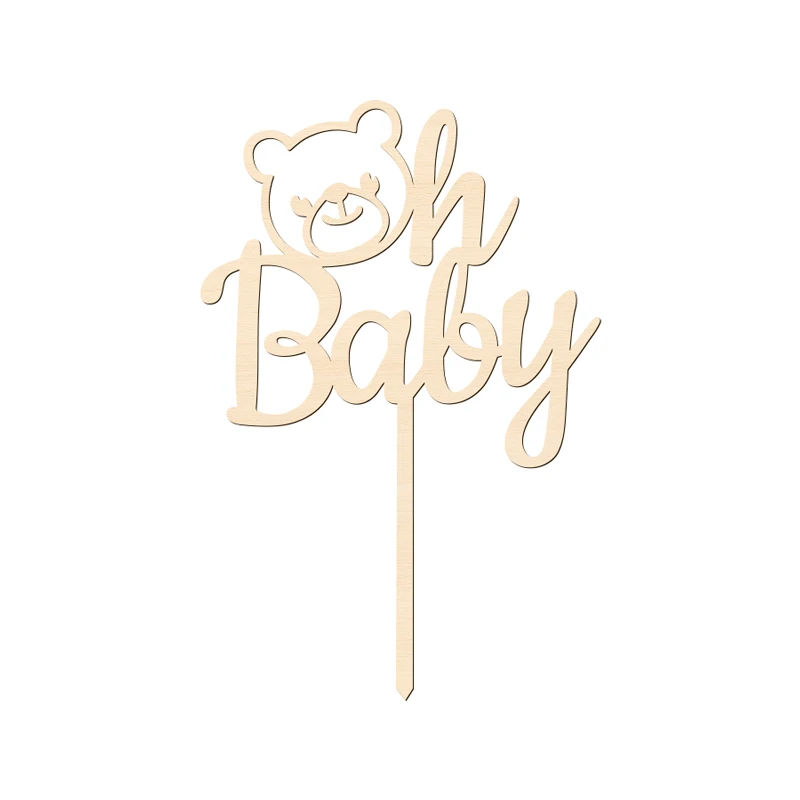 YOMDID Oh Youngster Tortenaufsatz aus Holz mit Bärendekor für Babyparty, Geschlecht offenbaren, Geburtstagsfeier, Kuchendekoration – Detail 6