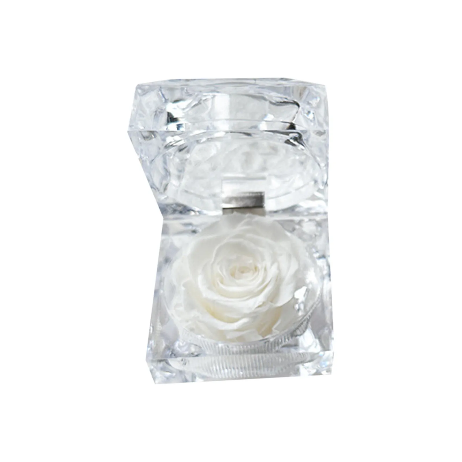 Preserved Rose In Crystal Box Realistic Flower Gift Valentine's Day Anniversary Romantic Decor Present Her Birthday Surprise image 4