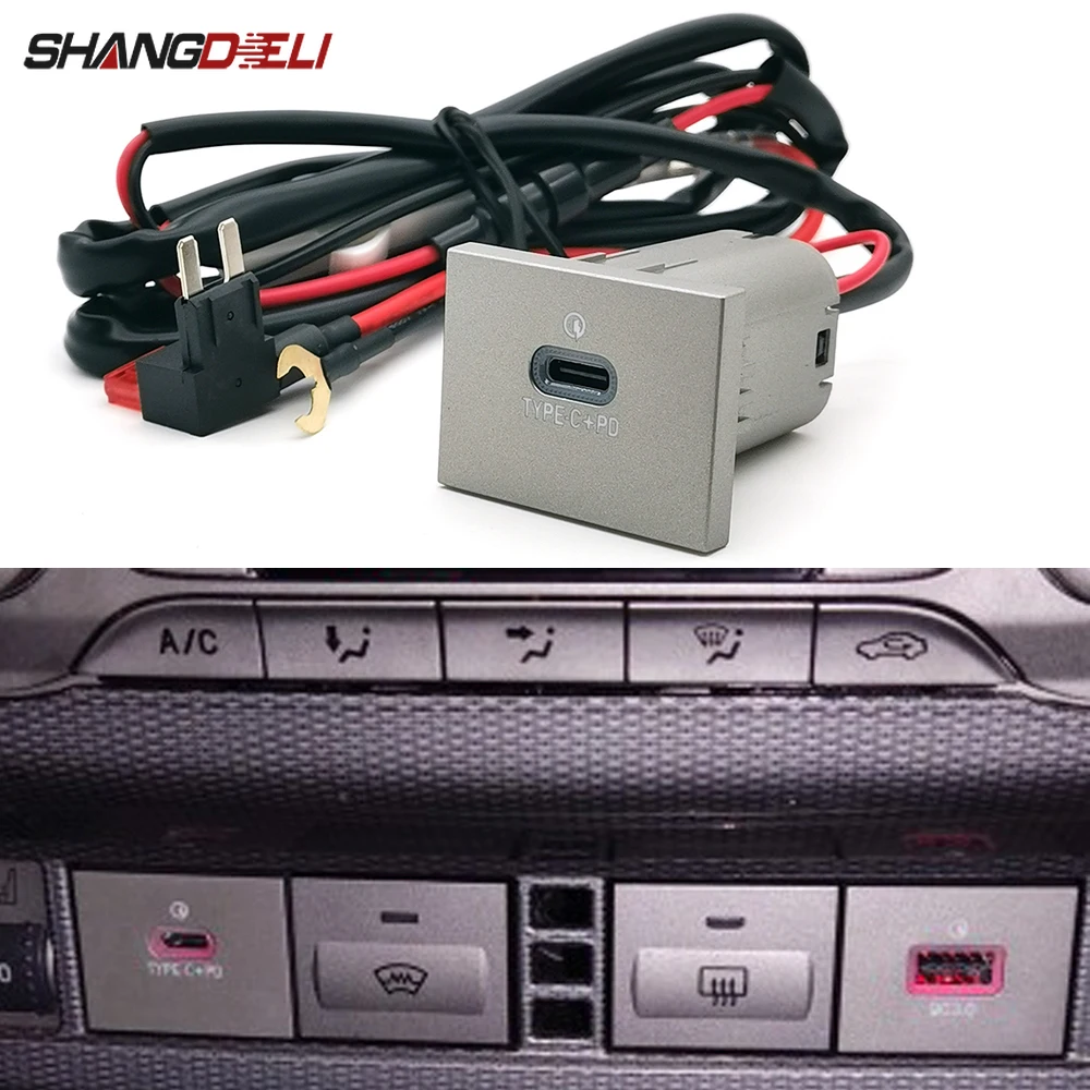 

Автомобильный красный светодиодный светильник с одним портом PD Type-c, разъем блока предохранителей, адаптер интерфейса зарядного устройства для телефона, совместимый для Ford Focus 2004-2011