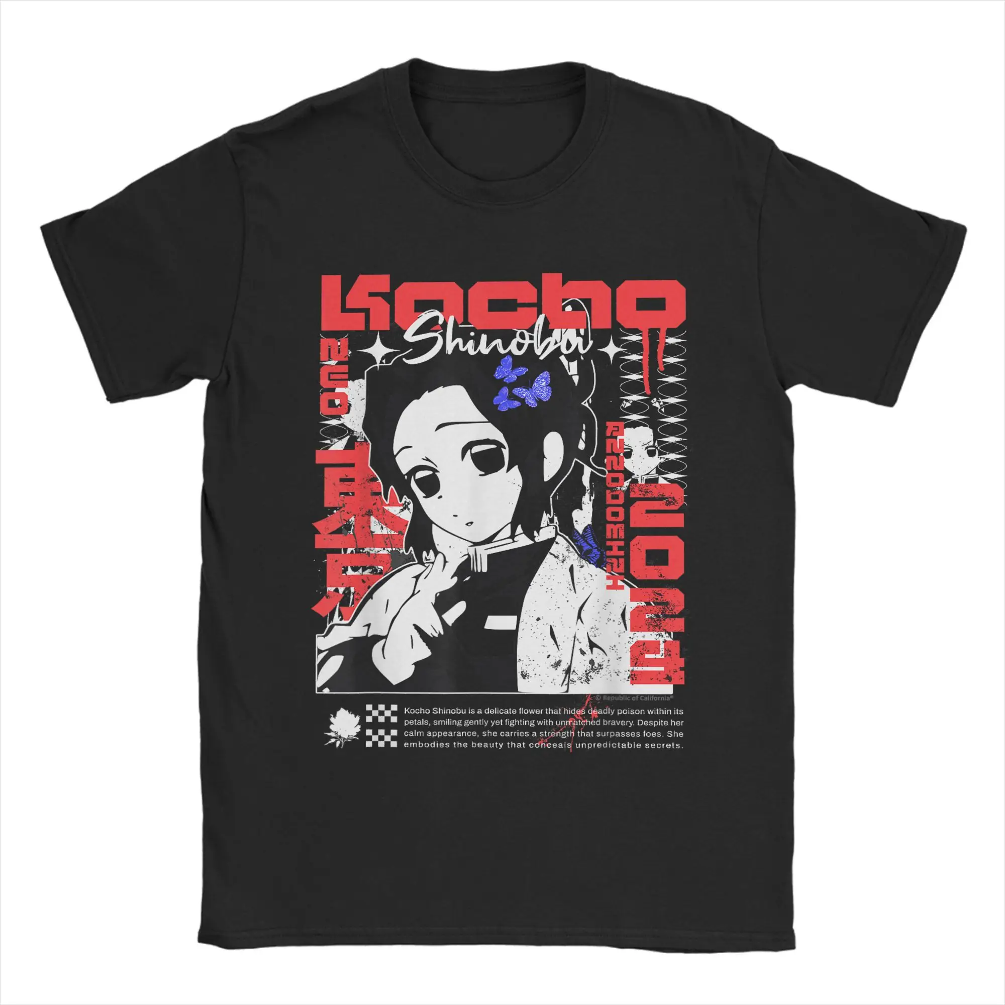 Kocho Shinobu حساسة زهرة شيطان القاتل القطن تي شيرت للرجال الصيف عادية تي شيرت مريح Harajuku تي شيرت