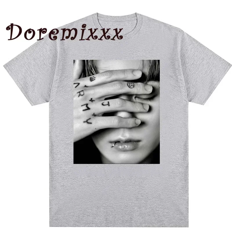 Vintage T Shirt Jungkook Graphic Tee Unisex Oversized Tops Gothic Women\'s T-Shirt Kpop Aesthetic Goth Fashion Streetwear