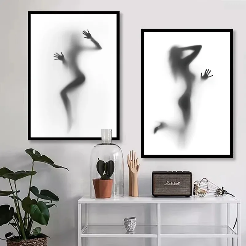 Abstract Mirror Fashion Posters Minimalist Projection Art Figure Canvas Painting Couple Hazy Nordic Bedroom Corridor Home Decor