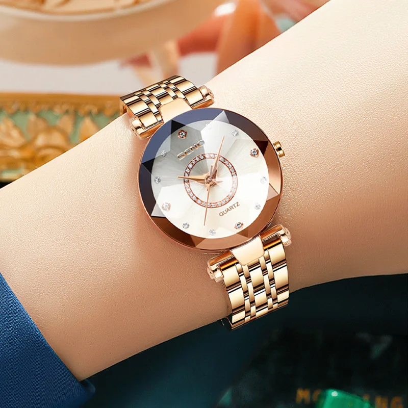 Heart of The Ocean Quartz Watch Women's Diamond Steel Belt Women's Waterproof Watch Holiday Gift