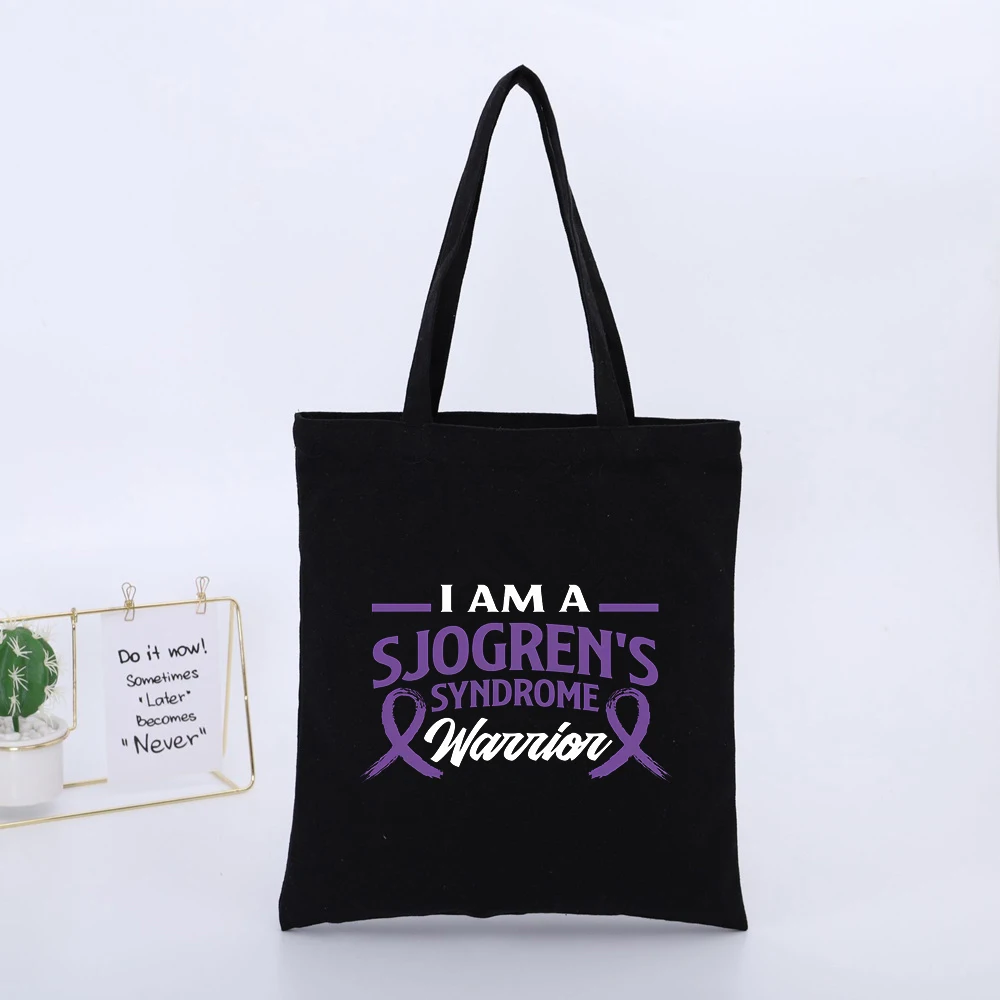 Women's Slogan and Ribbon Print Canvas Tote Bag, Casual Style for Daily Use and Awareness Events