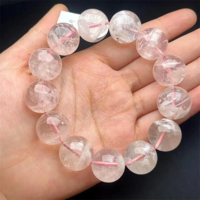 18MM Natural Pink Snowflake Quartz Bracelet Fashion Personalized Men Women Holiday Exquisite Christmas Gift 1PCS