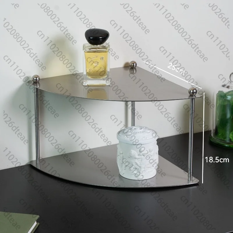 2-Tier/3-Tier Stainless Steel Corner Shelf Triangle Countertop Storage Organizer For Bathroom Kitchen Makeup Space Saving Rack