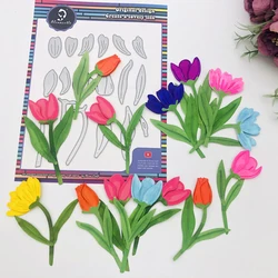 Alinacutle Metal Cutting Die Cut 3D Tulip Flower Set Scrapbooking Paper Craft Album Handmade Card Template Die Cutting