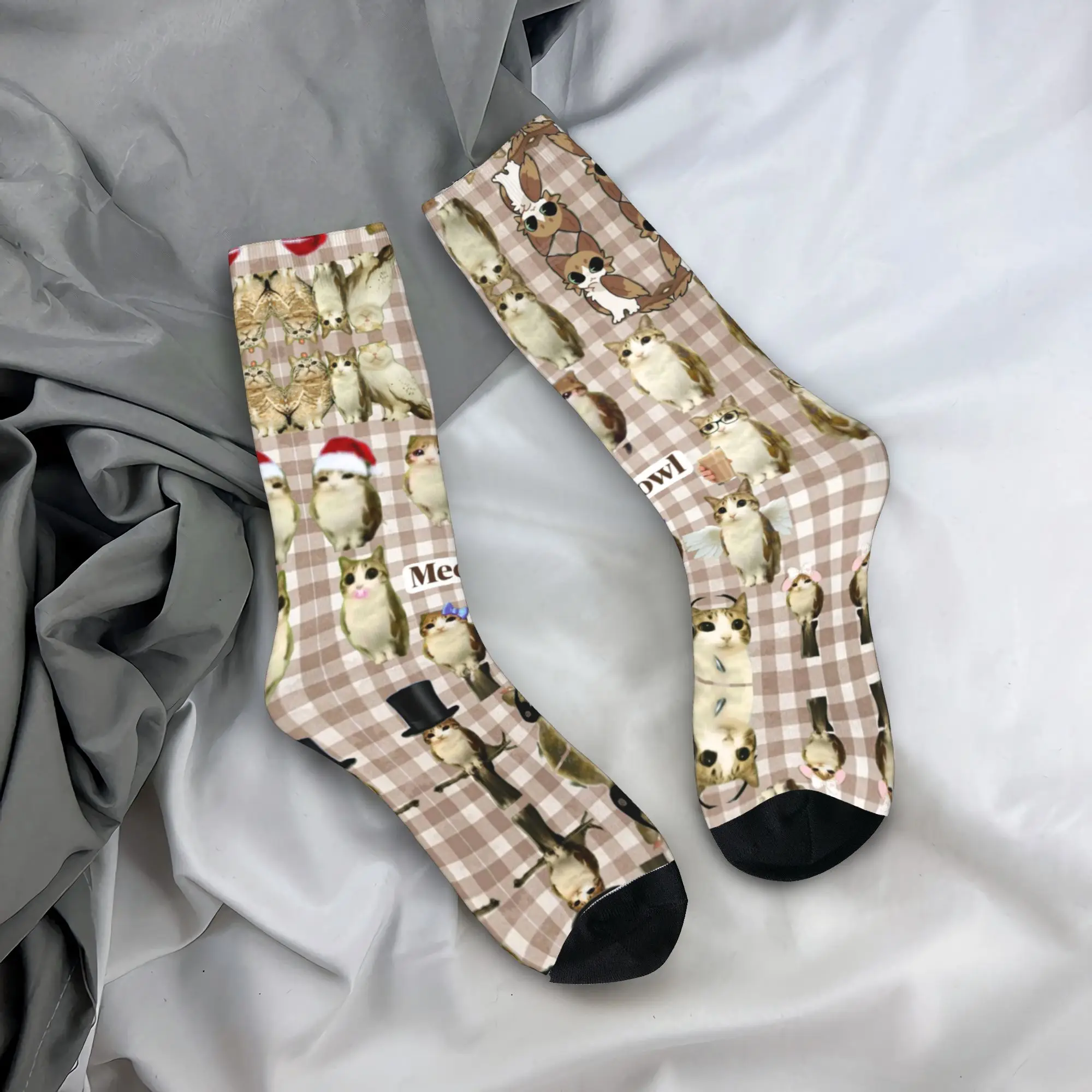 

Забавные носки унисекс с изображением кошек и сов, впитывающие пот, для повседневной носки