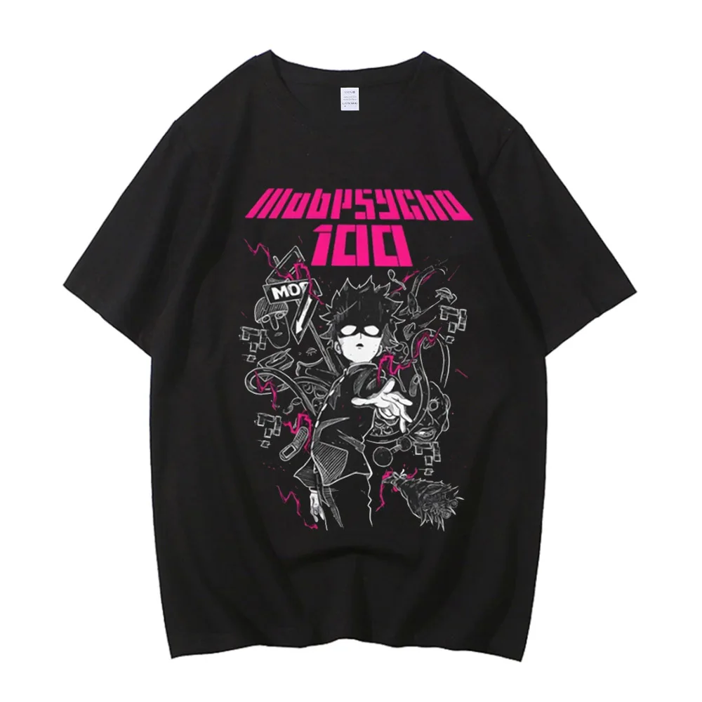 Mob Psycho 100 Funny Anime T-shirt Men 100% Cotton Tee Japan Manga High Quality Streetwear Cartoon T Shirt view 3