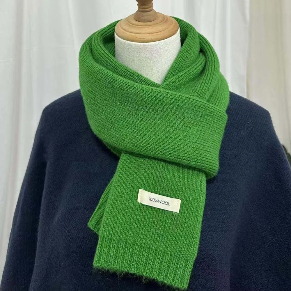 

Большой однотонный вязаный шерстяной шарф, морозостойкий мягкий длинный утолщенный шейный шарф, ветрозащитный классический зимний теплый шарф, зимний