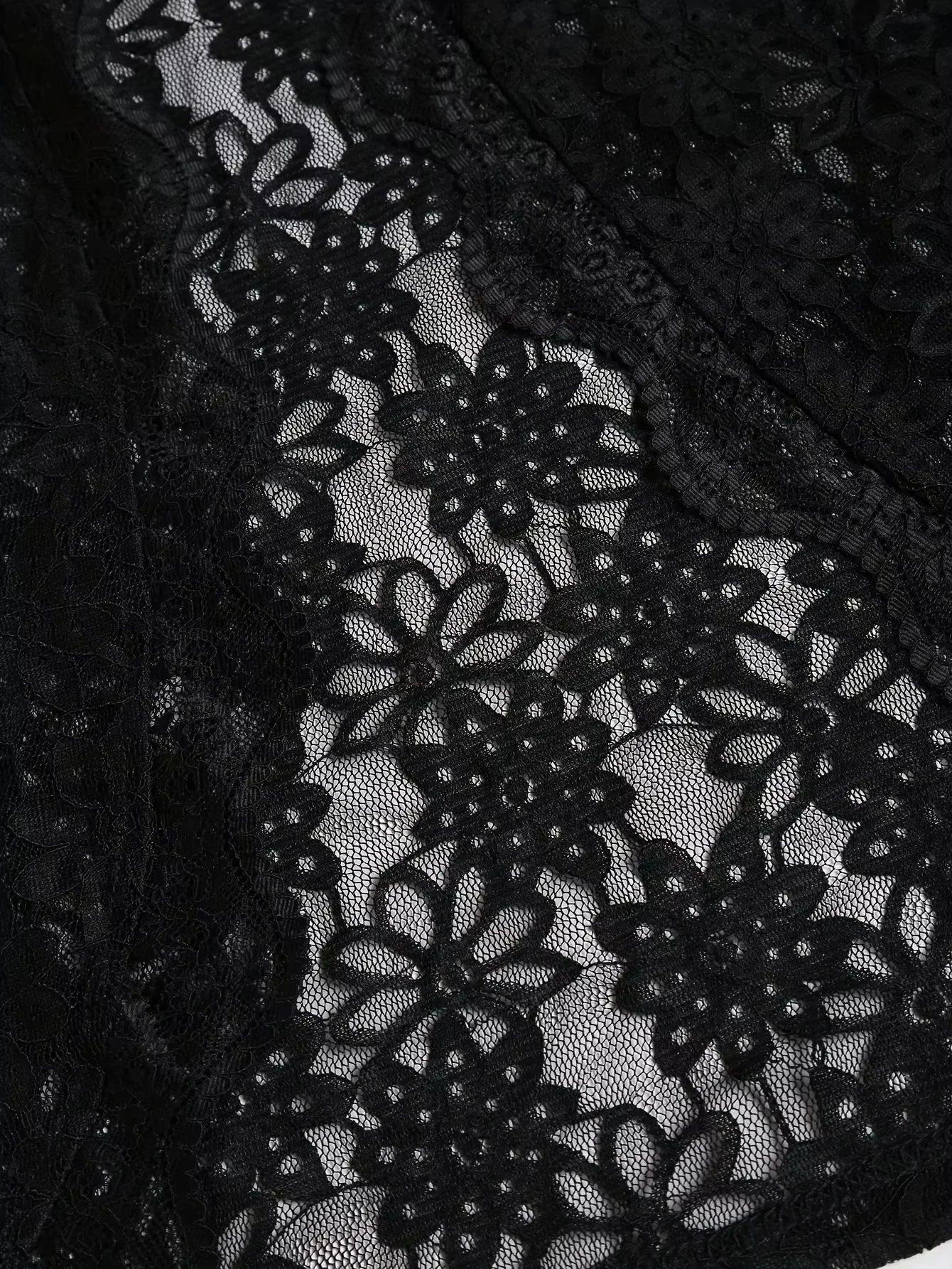 Translucent Floral Embroidered Cardigan Classic Plus Size Cardigan for Women with Scalloped Edges image 5