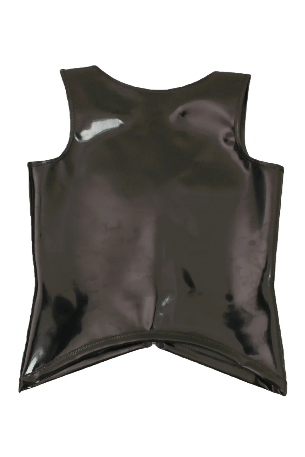 الرجال بو الجلود سترة بلا أكمام مثير زيبر الجبهة قميص أسود أنيق