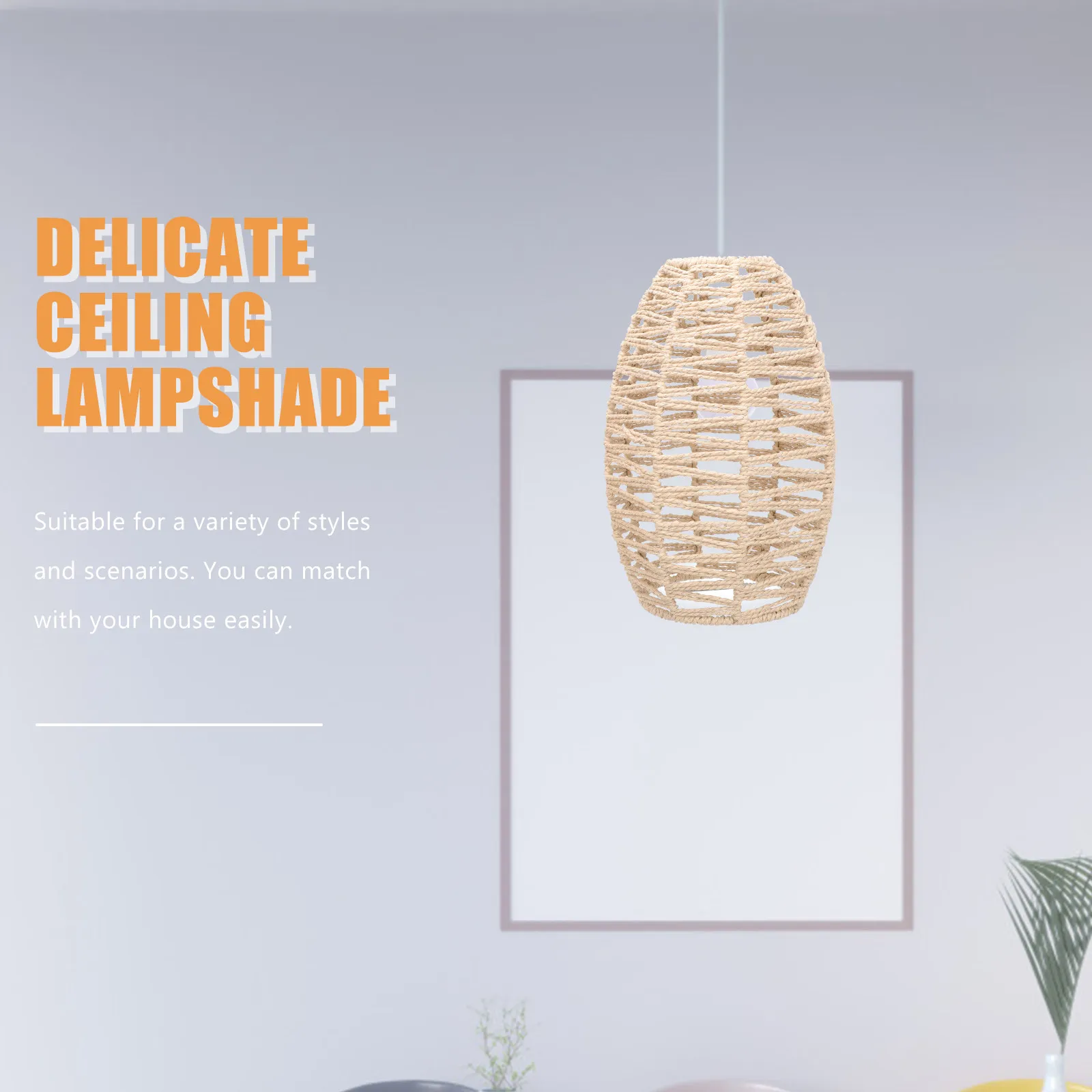 

Creative Imitation Rattan Ceiling Lamp Shade Stylish Woven Lamp Cover for Bedroom Coffee Shop Pendant Light Decoration