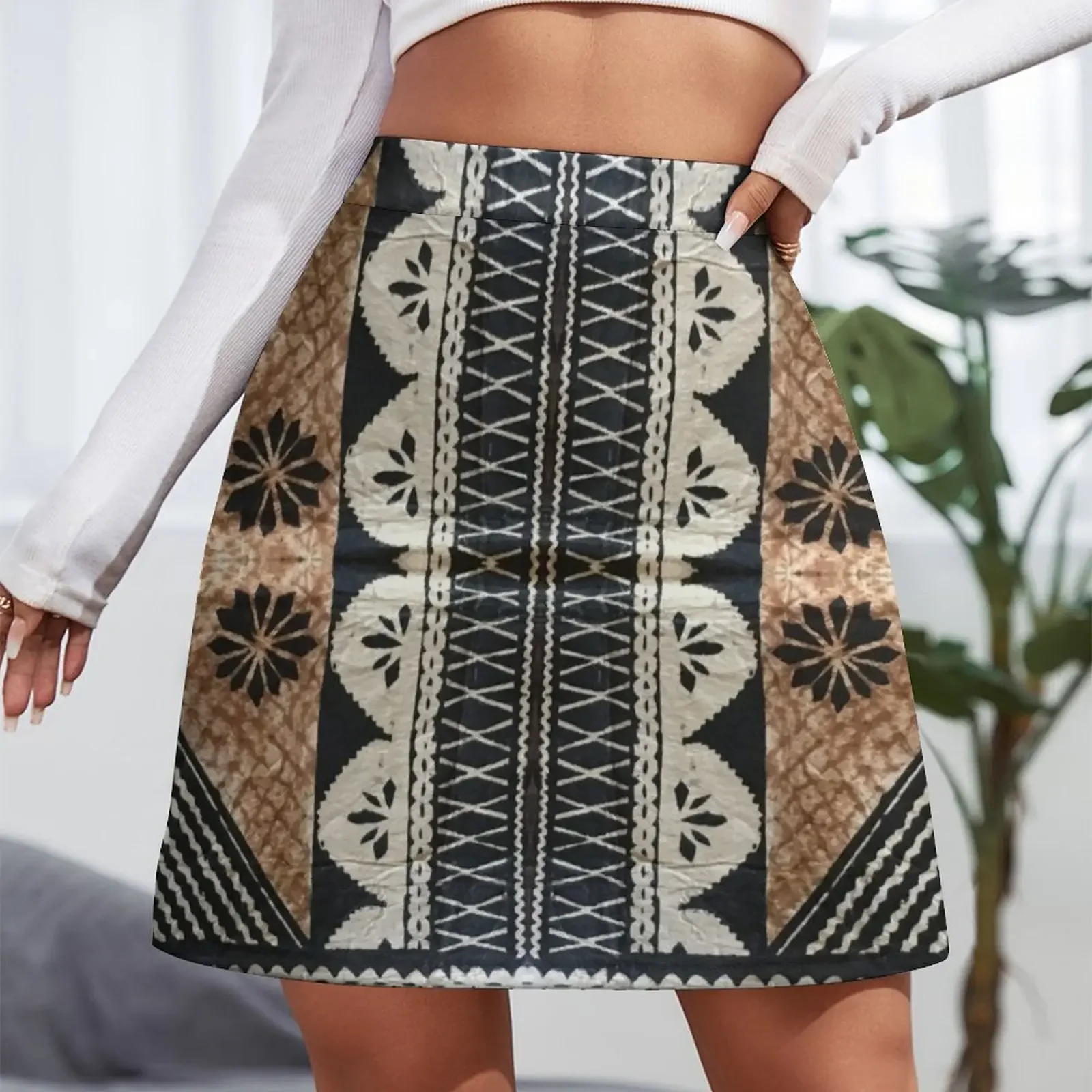 Fijian Tapa Cloth 2 by Hypersphere Mini Skirt Miniskirt Woman clothing dresses for prom Skirt pants