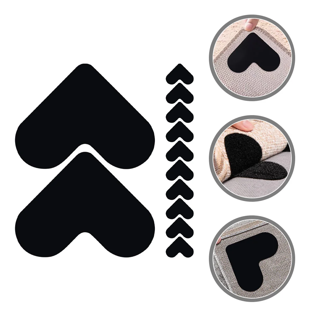 12 قطعة من شريط سجادة على شكل قلب، شريط سجادة مزدوج الجوانب، وسادة تثبيت آمنة لورشة عمل المكتب المنزلي لسجاد المنطقة