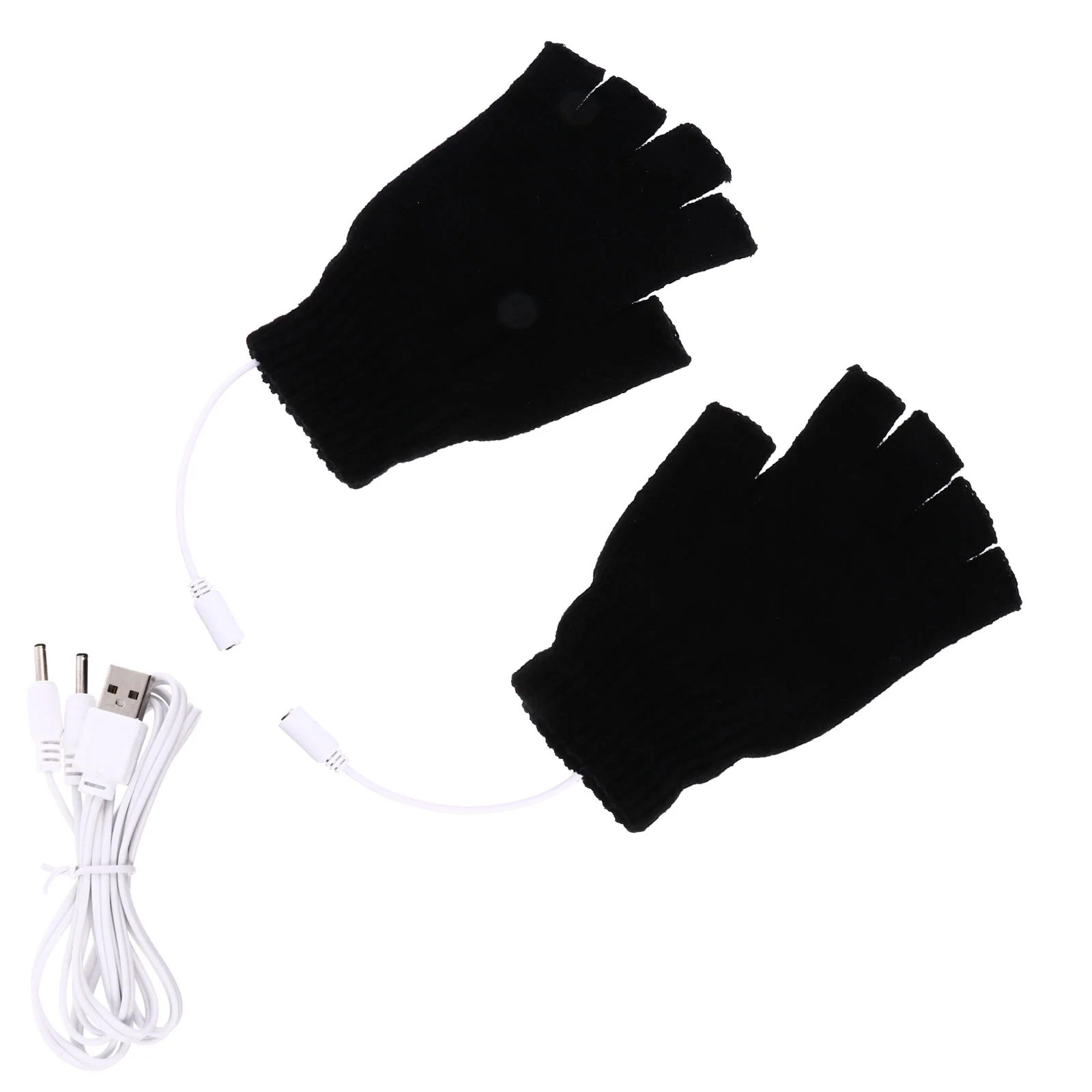 USB Glove Gloves Thermal Wool Knit Heating Laptop Fingerless Half Yarn Typing Unisex Men and Women Heated Mitten Winter